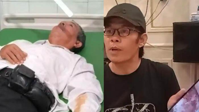 VIRAL GURU DIANIAYA - Guru SMPN 32 Merangin, Jambi yang dianiaya bos penambangan emas tanpa izin (PETI) berinisial A, dan perwakilan keluarga A memberikan penjelasan terkait duduk perkaranya, Selasa (18/11/2025).