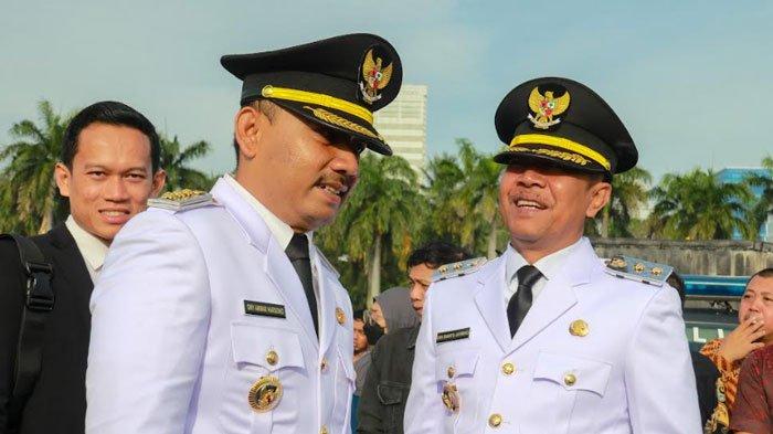 PELANTIKAN - Bupati Ngawi Ony Anwar Harsono,bersama Wakil Bupati Dwi Rianto Jatmiko, saat mengikuti pelantikan di Istana Kepresidenan Jakarta, Kamis (20/2/2025). Keduanya belum diketahui bisa hadiri retret di Magelang usai Megawati intruksikan kepala daerah PDIP tunda ikut retret di Magelang