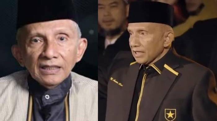 KARIER POLITIK AMIEN - (Kiri) Amien Rais saat memperkenalkan logo Partai Ummat pada Selasa (10/11/2020). (Kanan) Ketua Majelis Syuro Partai Ummat Amien Rais mendeklarasikan berdirinya Partai Ummat, Kamis (29/4/2021).