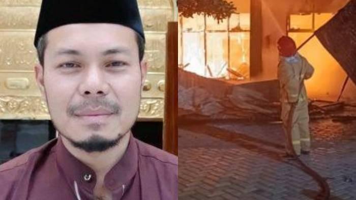 KEBAKARAN PONPES - Pimpinan Dayah (Pondok Pesantren) Babul Maghfirah, Ustad Masrul Aidi, membantah kesimpulan pihak Polresta Banda Aceh yang menyebut aksi pembakaran asrama pesantren oleh santri dilakukan karena motif bullying, Jumat (7/11/2025) malam. Personel BPBD Aceh Besar memadamkan kobaran api yang membakar bangunan asrama putra Pesantren Babul Magfirah, Kecamatan Kuta Baro, Aceh Besar, Jumat (31/10/2025) dini hari.