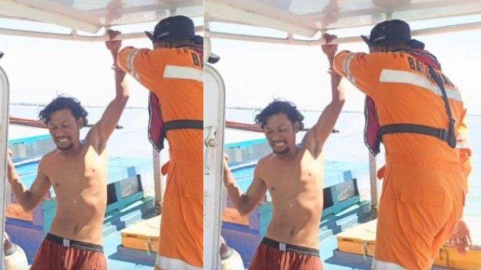 HAMPIR TEWAS - Proses evakuasi nelayan Pangkalpinang yang tersengat duri ikan pari di Perairan Pantai Koala Kabupaten Bangka, Minggu (15/6/2025). Ia mengalami kebocoran kapal yang membuatnya tak sengaja tersengat ekor ikan pari.