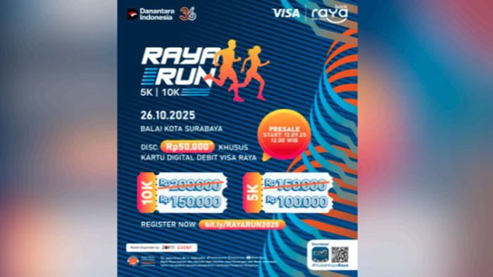 DAFTAR SEKARANG - Community Connect Vol. 3 menjadi bagian dari rangkaian Road to Raya Run 2025 yang akan digelar pada 26 Oktober 2025 di Balai Kota Surabaya. Ajang lari tahunan ini menghadirkan dua kategori, 5K dan 10K, serta menawarkan promo khusus bagi pengguna kartu debit digital Visa Raya.