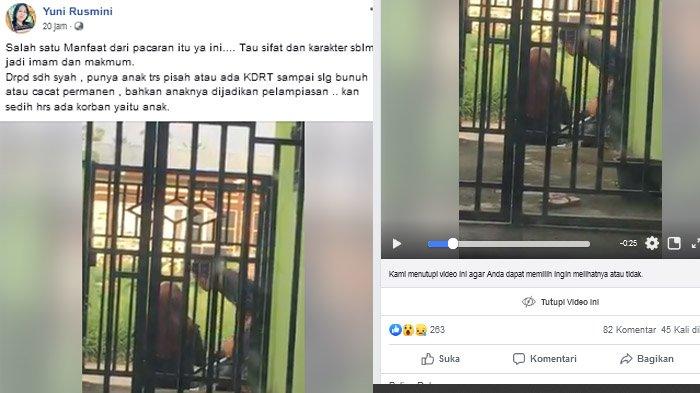 Akun Facebook Yuni Rusmini mengunggah video pria ngamuk di depan pacar.