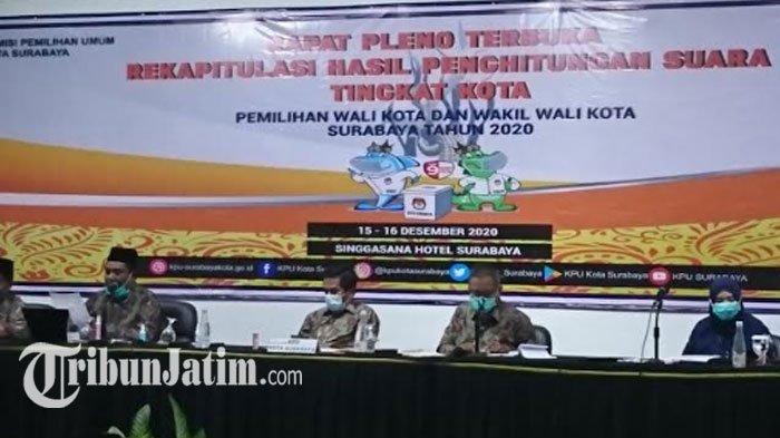 KPU Gelar Pleno Rekapitulasi Suara Pilkada Surabaya 2020 Tingkat Kota, Ditarget 2 Hari Rampung