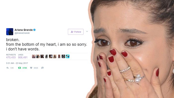 Begini Reaksi dan Perasaan Ariana Grande Setelah Bom Meledak Usai Konsernya di Manchester