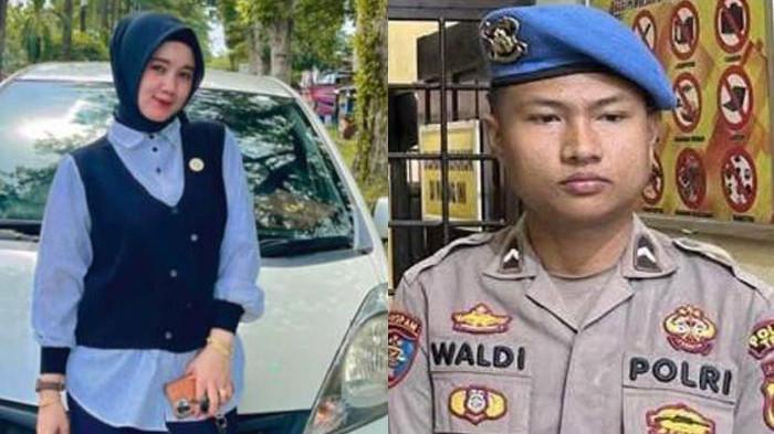 POLISI BUNUH DOSEN - Bripda Waldi, anggota Polres Tebo, Jambi (kanan) membunuh dosen Erni (kiri). Korban merupakan mantan kekasih Waldi. Pelaku ingin balikan namun ditolak. Bripda Waldi ditangkap di sebuah kos di Muara Tebo pada Minggu (2/11/2025).