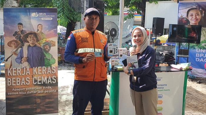 BPJAMSOSTEK Gelar Kampanye Kerja Keras Bebas Cemas di Pasar Baru Gresik, 100 Pekerja Informal Daftar