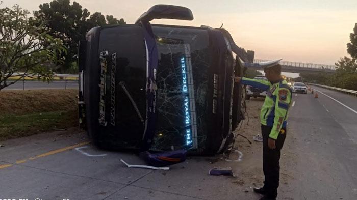 Kronologi Bus Pariwisata Terguling di Tol Jombang-Mojokerto, Sopir Diduga Mengantuk, 1 Orang Tewas