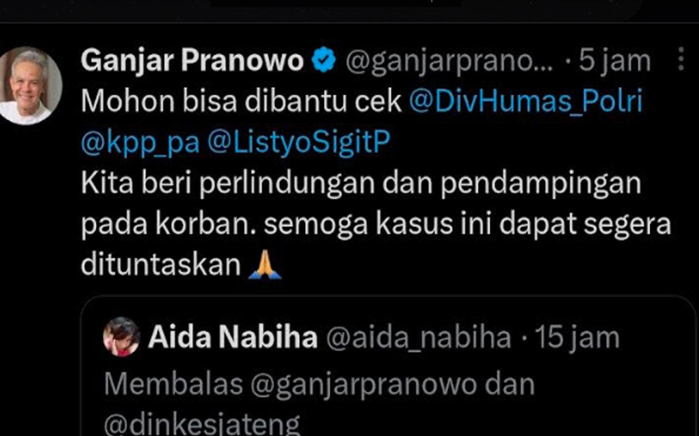 Curhatan Ibu di Gresik soal Anaknya Jadi Korban Nafsu Ayah Tiri, Ganjar Pranowo Tandai Akun Kapolri