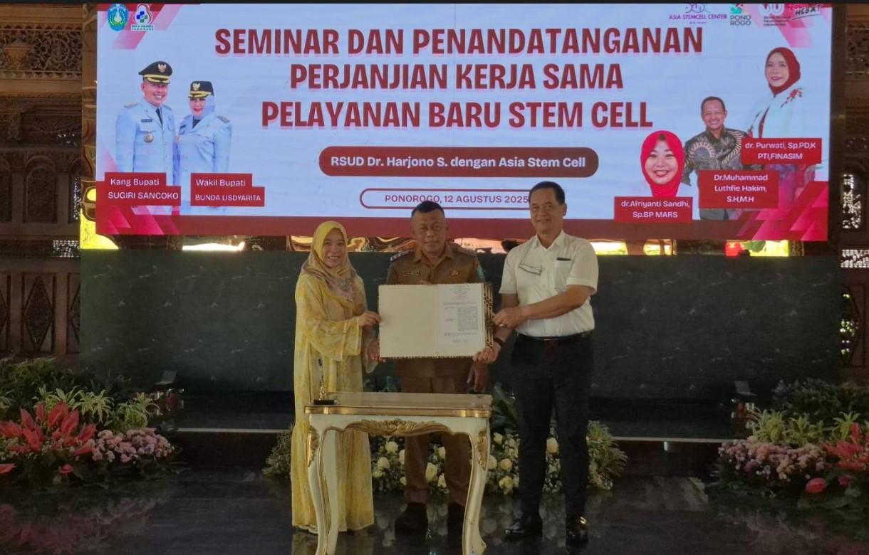 Tandatangani Kerjasama, Kini Layanan Stem Cell Tersedia di RSUD dr Harjono Ponorogo