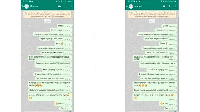 Novan Curhat Naik Kelas SD ke Ibu yang Sudah Meninggal, Viral Isi WA Meski Tak Terbaca: Sendirian