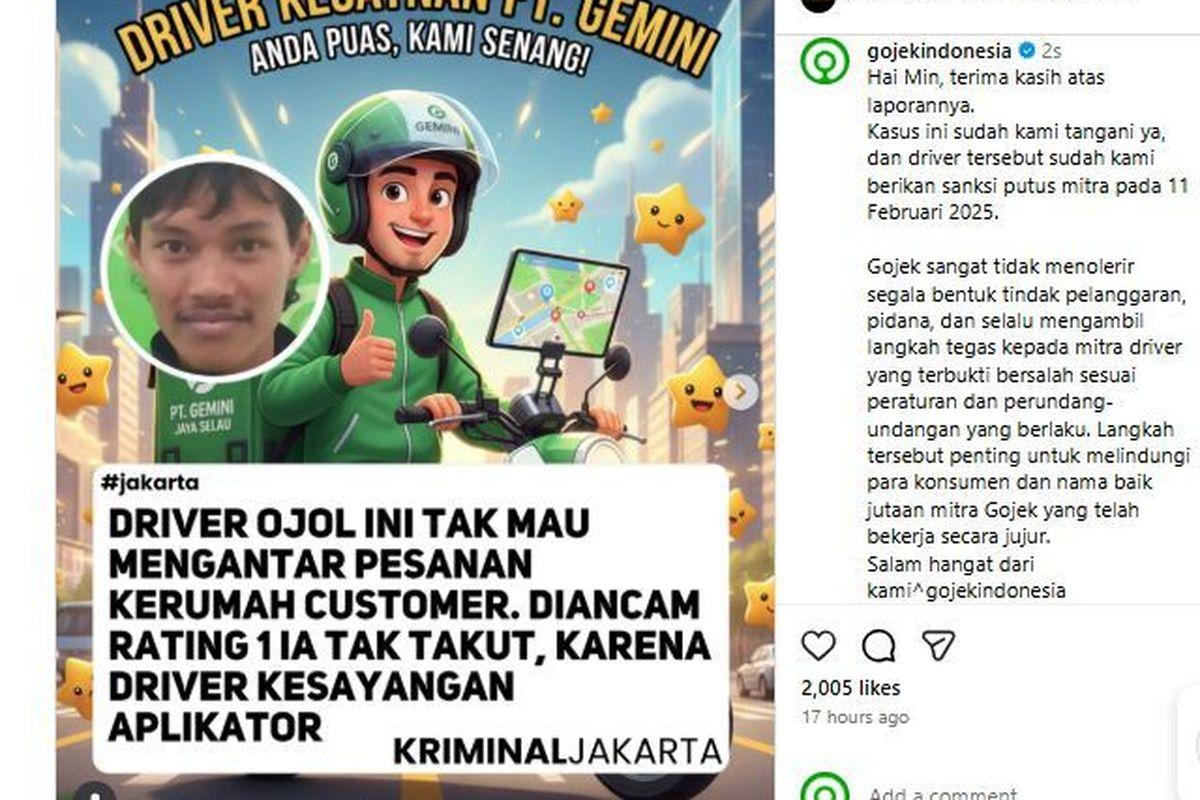 Pihak Gojek Ungkap Fakta soal Kabar Driver Ojol 'Kesayangan' yang Viral Tak Mau Turuti Pelanggan