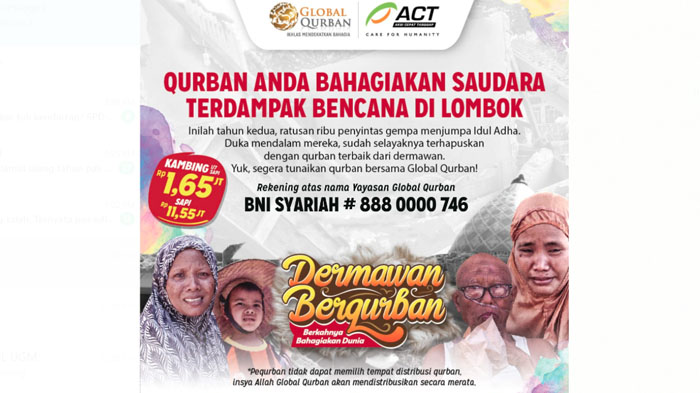 Bersama Global Qurban-ACT Redam Duka Penyintas Gempa Agar Ikut Merasakan Idul Adha