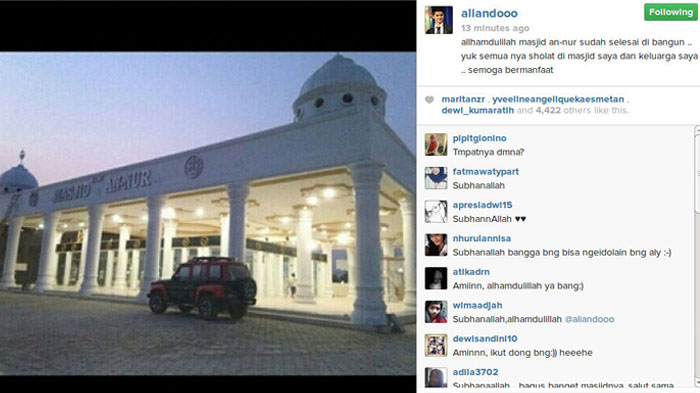 Ternyata Masjid Megah Ini Tak Dibangun Aliando, Pihak Masjid Ungkap Aliando Hanya Sumbang Segini