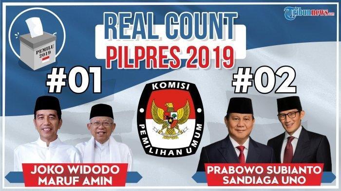 Hasil REAL COUNT KPU Pilpres 2019 Terkini, Jokowi Vs Prabowo Pukul 13.15 WIB, Siapa yang Unggul?