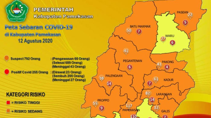 UPDATE CORONA di Pamekasan Rabu 12 Agustus 2020, 2 Orang Terkonfirmasi Positif, 205 Pasien Sembuh