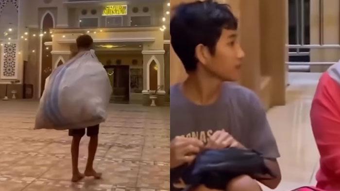 Dahulukan Salat saat Dengar Azan, Aksi Adit Remaja Pemulung Tuai Pujian, Bawa Baju & Sarung Bersih