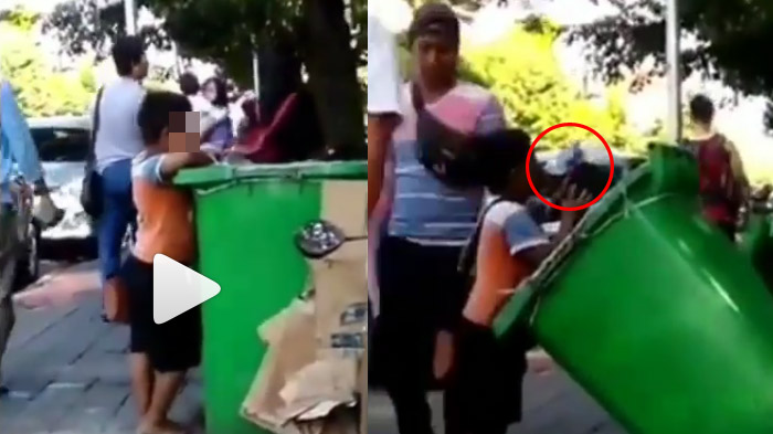 Viral Video Seorang Bocah Diduga Cari Makan di Tong Sampah Tapi Tak Dihiraukan Orang Sekitar