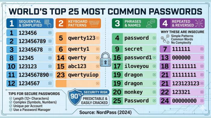17/03/2026 Most Common Password NordPass (2024)