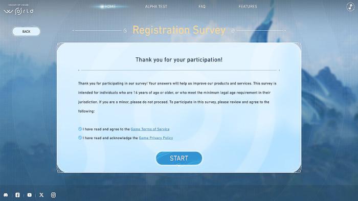 Tangkapan Layar - Survei Registrasi Alpha Test Honor of Kings: World. (honorofkingsworld.com)