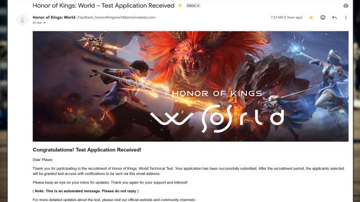 Tangkapan Layar - Balasan Email Otomatis Honor of Kings: World. (mail.google.com)