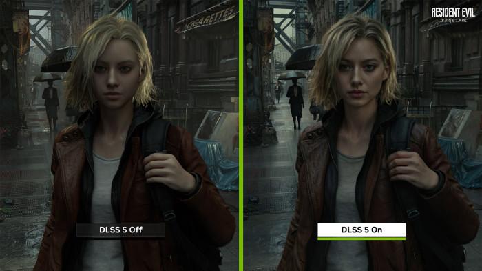 Perbandingan DLSS 5 off vs. on pada Resident Evil Requiem. © 2026 Capcom Co., Ltd. (Nvidia.com)