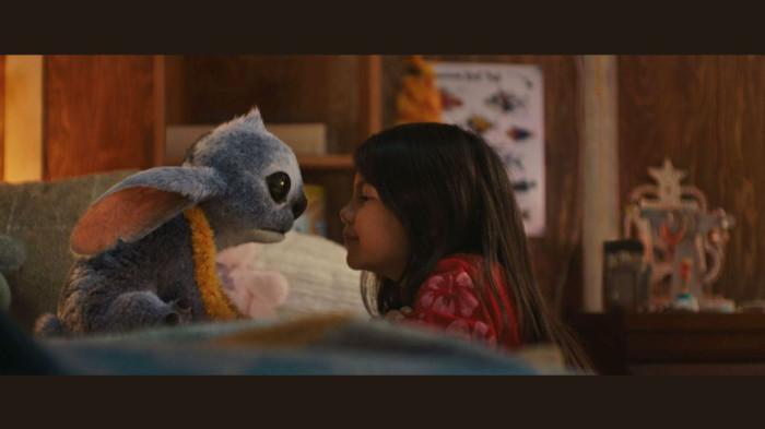 Maia Kealoha sebagai Lilo Pelekai dan Chris Sanders sebagai Stitch dalam live-action 