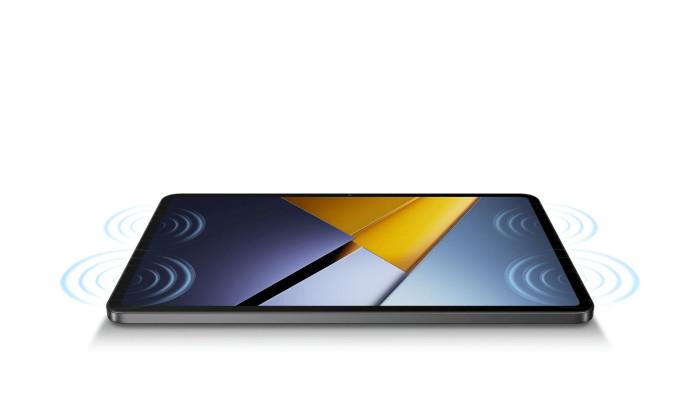 Audio pada POCO Pad X1 yang memiliki 4 speaker dan didukung dengan Dolby Atmos.