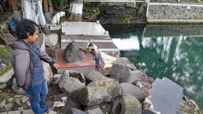BATUAN KUNO: Batuan kuno diduga obyek cagar budaya (ODCB) ditemukan saat rehab dan pelebaran Umbul Gedaren di Desa Gedaren, Kecamatan Jatinom, Kabupaten Klaten, Jawa Tengah, Kamis (13/11/2025).