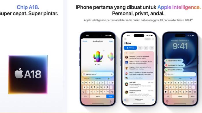 Chipset A18 andalan iPhone di seri 16.