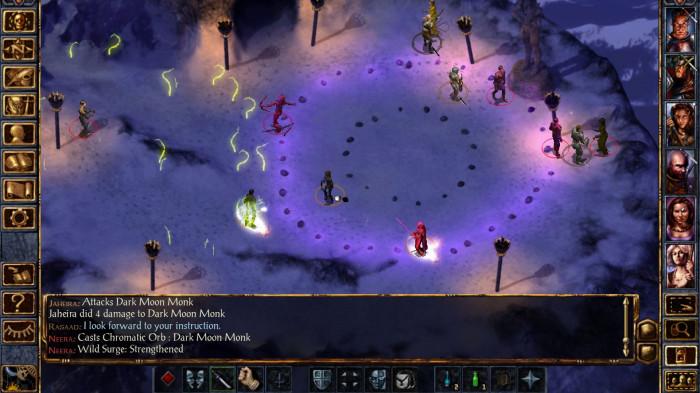 Cuplikan gambar dari game Baldur's Gate dengan nuansa kelam dan gaya RPG klasik.