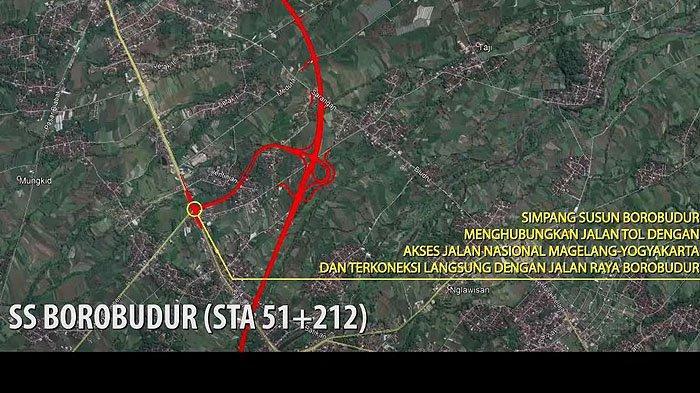 TRASE EXIT TOL: Trase exit tol Palbapang itu bergeser dari trase rencana awal yang semula berada di seputaran pertigaan Palbapang, Pabelan, Kecamatan Mungkid, Kabupaten Magelang.