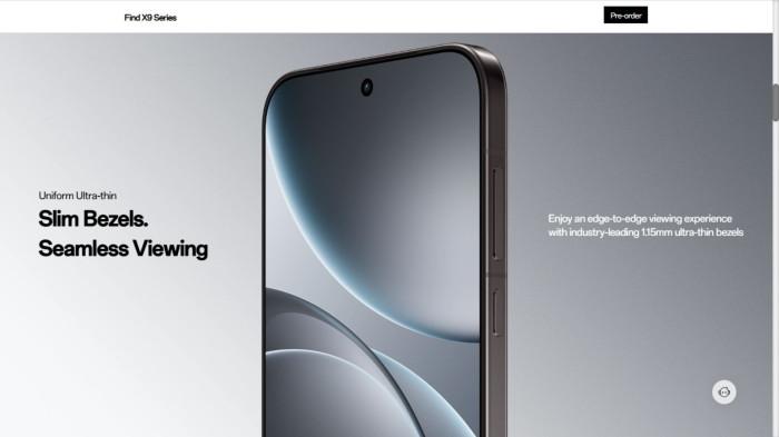 Layar OPPO Find X9 dan OPPO Find X9 Pro