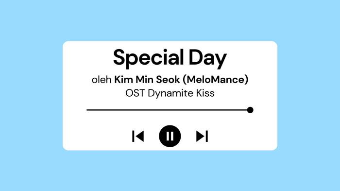 Lirik Lagu Special Day - Kim Min Seok (MeloMance) OST Dynamite Kiss Part 3