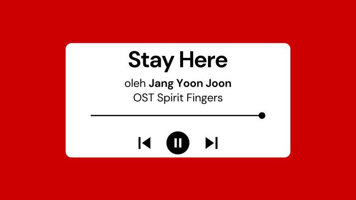 Lirik Lagu Stay Here - Jang Yoo Joon OST Spirit Fingers