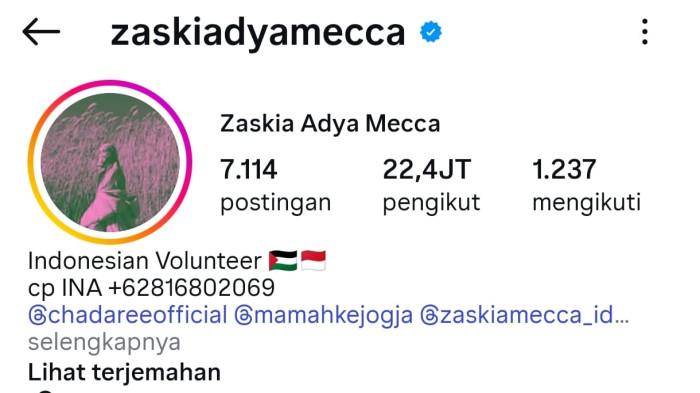 Tangkapan layar instagram artis Zaskia Adya Mecca (Instagram/@nicholassaputra)