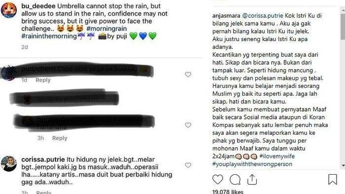 Ini Komentar Body Shaming Akun Corissa.Putrie yang Bikin Anjasmara Ancam Melapor ke Polisi
