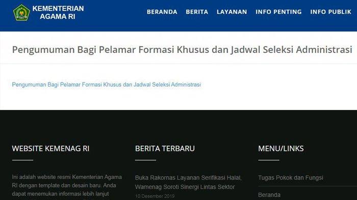 Cek Kemenag.go.id Ada Info Terbaru Pengumuman Seleksi Administrasi CPNS 2019