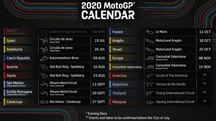Jadwal Terbaru Balapan MotoGP 2020 Sudah Resmi Dirilis! Seri Jerez Bakal Jadi Pembuka di Bulan Juli