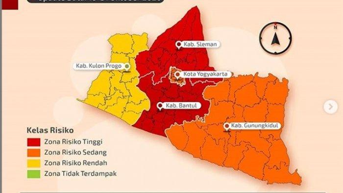 Peta Zonasi Risiko Covid-19 di Daerah Istimewa Yogyakarta, Bantul dan Sleman Masih Zona Merah