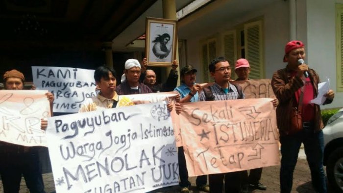 Tolak Guguatan UUK di MK, Paguyuban Warga Jogja Istimewa Datangi DPRD