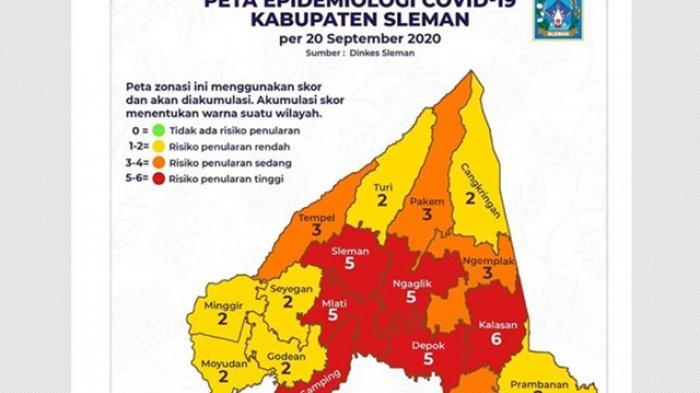 UPDATE Zona Risiko Sebaran Covid-19 di Sleman, 6 Kapanewon Masuk Zona Merah