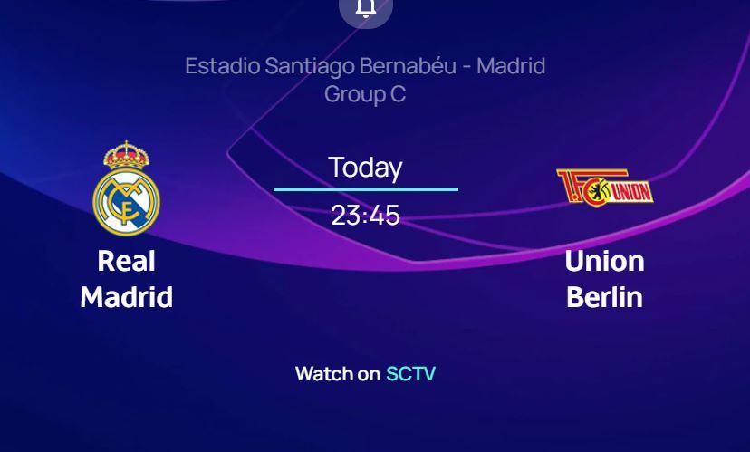 Liga Champions di SCTV: Link Live Streaming Real Madrid vs Union Berlin