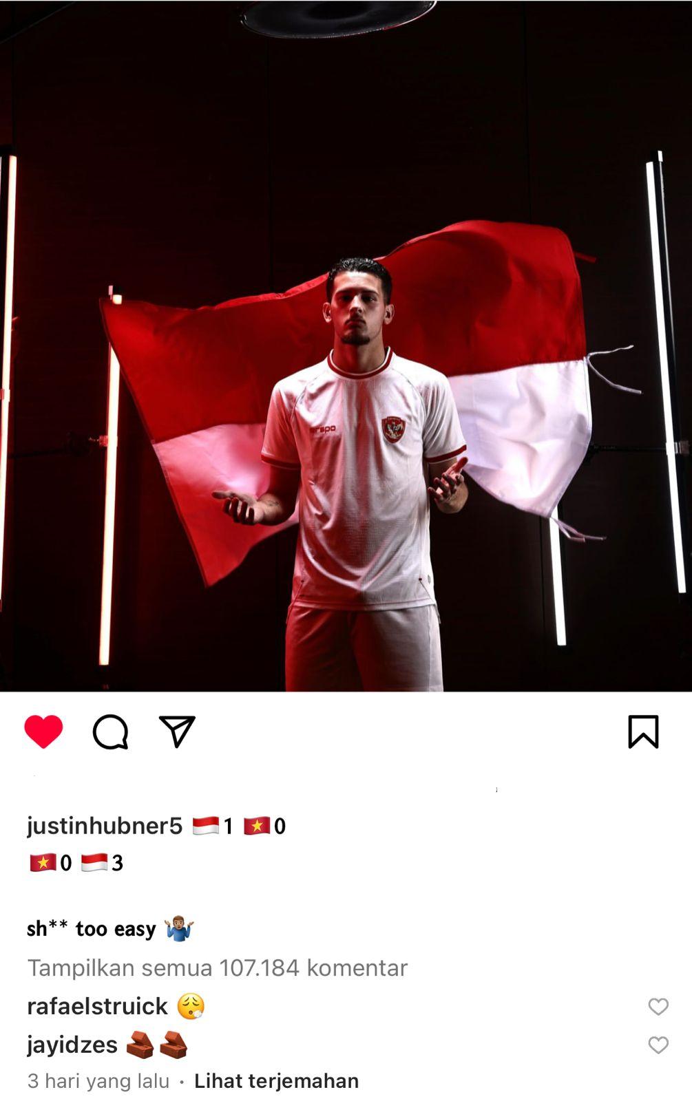 Postingan Kontroversial Justin Hubner Bikin Publik Vietnam Geram