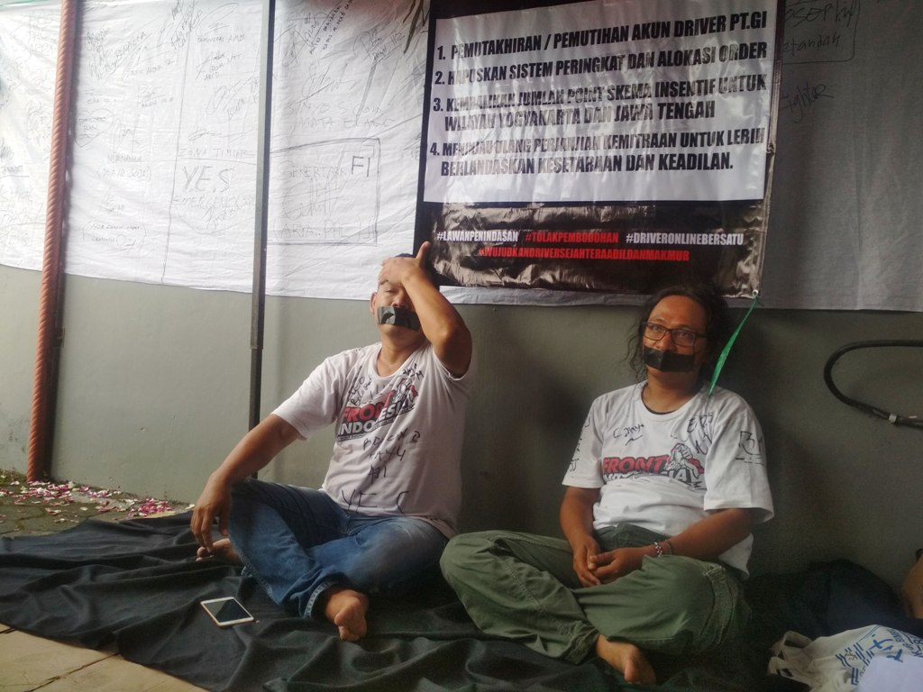Pengemudi Daring di Yogya Protes dengan Mogok Makan