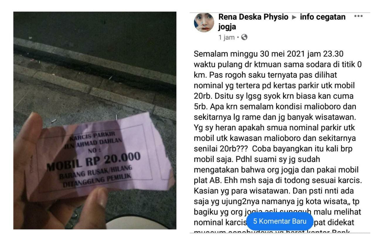 Lagi, Wisatawan di Yogyakarta Kena Tarif Mahal, Kali Ini Parkir 'Nuthuk' di Jalan KH Ahmad Dahlan