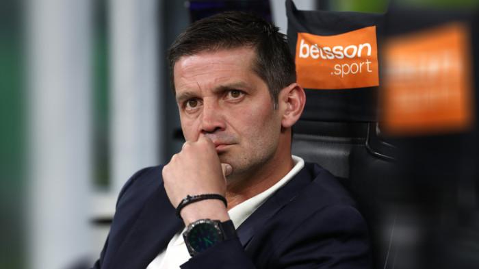 FINAL COPPA ITALIA - Pelatih Inter Milan, Cristian Chivu mendampingi timnya dari bangku cadangan, pada pertandingan Liga Italia Serie A 2025/2026. Allenatore asal Rumania ini akan mendampingi Nerazzurri di partai final Coppa Italia melawan Lazio, Kamis (14/5/2026).