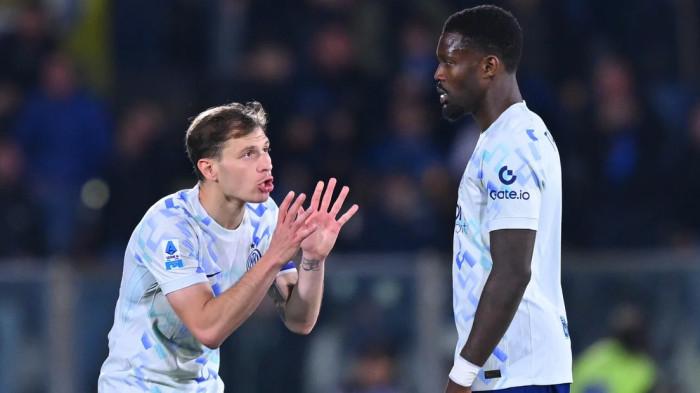COMEBACK FANTASTIS - Nicolo Barella dan Marcus Thuram memimpin comeback fantastis Inter Milan atas Como 1907 dengan kemenangan 4-3, pada giornata 32 Liga Italia Serie A, di Stadion Giuseppe Sinigaglia, Senin (13/4/2026),