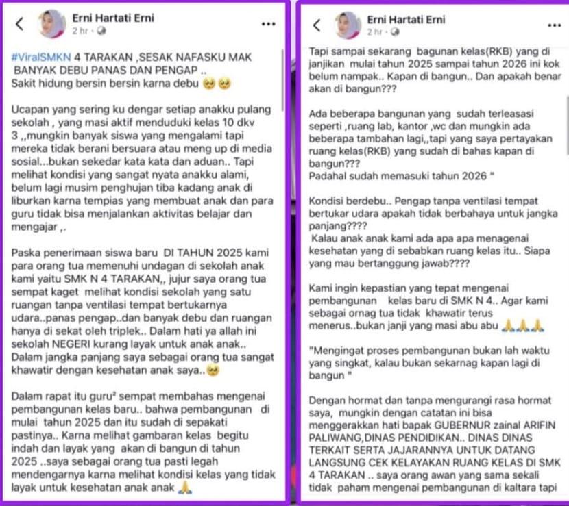 Curhatan Orang Tua Siswa SMKN 4 Tarakan Viral, Keluhkan Ruang Kelas Berdebu, Anak Sesak Napas