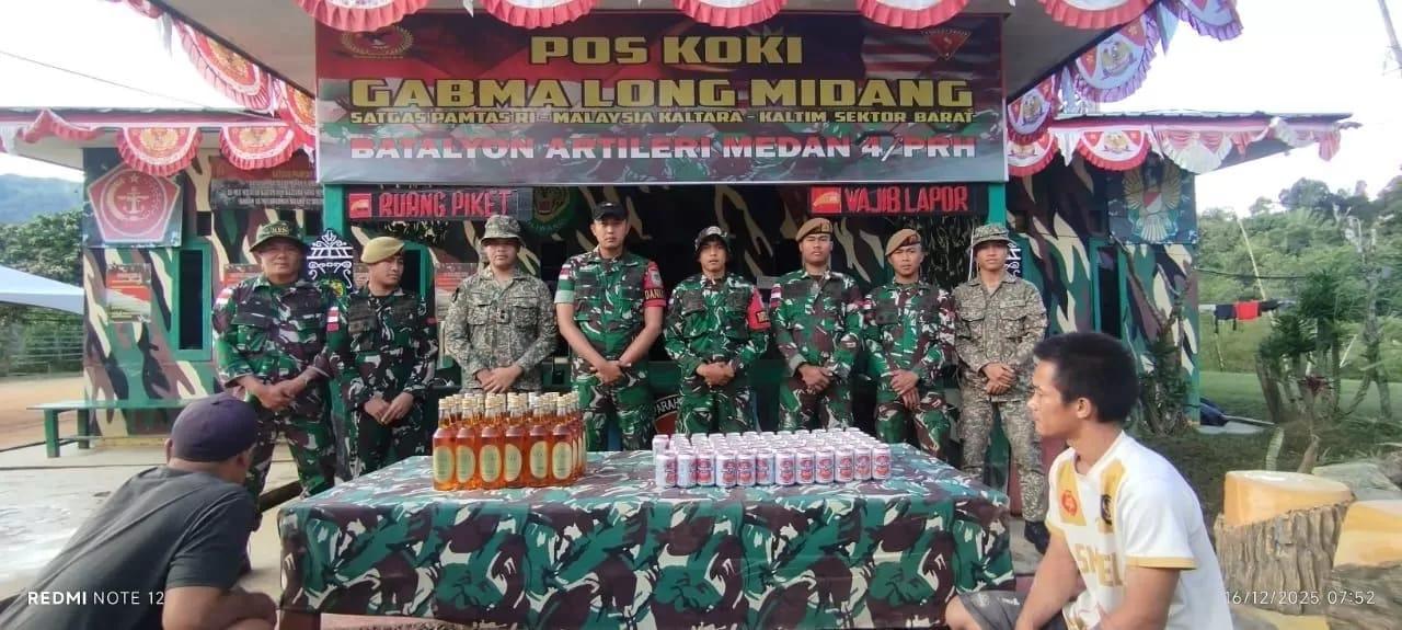 Modus Kardus Air Mineral Terbongkar, Satgas Pamtas Yonarmed 4/Parahyangan Amankan 92 Botol Miras